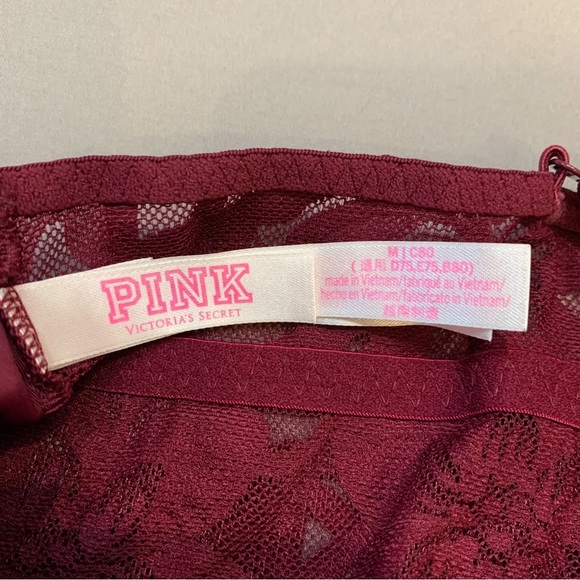 PINK Victoria’s Secret red wine lace longline bralette, M. - Picture 5 of 6